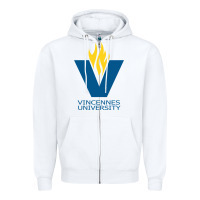 White Vincennes University Zipper Hoodie - linhVisuals