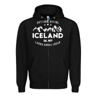 Black iceland hiking landmannalaugar est 1477 Zipper Hoodie - linhVisuals