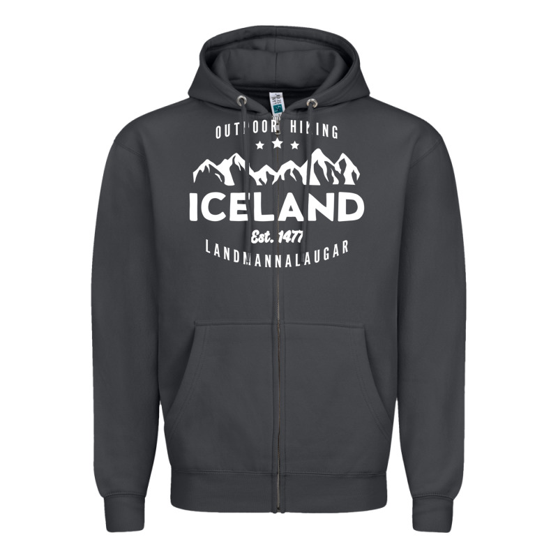 Iceland Hiking Landmannalaugar Est 1477 Zipper Hoodie by linhVisuals | Teevron