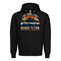 Black national park grand teton vintage retro hiking Zipper Hoodie - linhVisuals