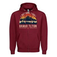 Burgundy national park grand teton vintage retro hiking Zipper Hoodie - linhVisuals