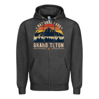 Charcoal Heather national park grand teton vintage retro hiking Zipper Hoodie - linhVisuals