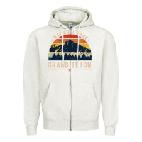Oatmeal Heather national park grand teton vintage retro hiking Zipper Hoodie - linhVisuals