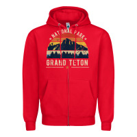 Red national park grand teton vintage retro hiking Zipper Hoodie - linhVisuals