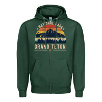 Sports Green national park grand teton vintage retro hiking Zipper Hoodie - linhVisuals