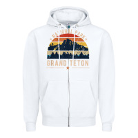 White national park grand teton vintage retro hiking Zipper Hoodie - linhVisuals