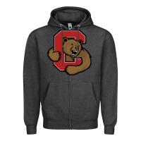 Charcoal Heather Cornell Big Red Zipper Hoodie - linhVisuals