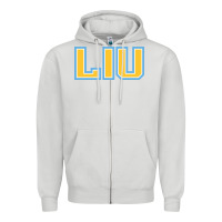 Dove Grey Liu Gold Wordmark Zipper Hoodie - linhVisuals