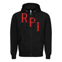 Black Rpi Engineers Hockey Zipper Hoodie - linhVisuals