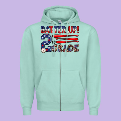 Batter Up 2nd Grade Zipper Hoodie Designed By Jahusdesignshop
