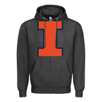 Charcoal Heather Illinois Fighting Illini, Merch Zipper Hoodie - linhVisuals