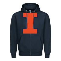 Navy Illinois Fighting Illini, Merch Zipper Hoodie - linhVisuals