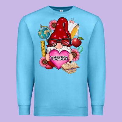 Valentines Day Teacher Gnome Premium Sweatshirt Designed By Ranaportraitstore