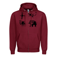 Burgundy divine beasts symbols Zipper Hoodie - linhVisuals