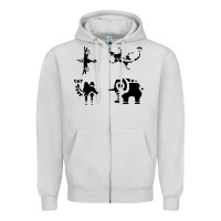 Dove Grey divine beasts symbols Zipper Hoodie - linhVisuals