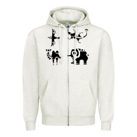 Oatmeal Heather divine beasts symbols Zipper Hoodie - linhVisuals