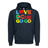 Navy #love dc go go Zipper Hoodie - linhVisuals