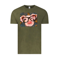 Vintage Olive Fall Autumn Pig Vintage Tee - RanaPortraitStore