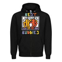 Black best buddies has landed Zipper Hoodie - linhVisuals