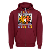 Burgundy best buddies has landed Zipper Hoodie - linhVisuals