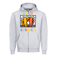 Heather Grey best buddies has landed Zipper Hoodie - linhVisuals