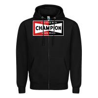 Black champion spark plugs company Zipper Hoodie - linhVisuals