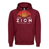 Burgundy retro zion national park us vintage utah adventure hiking Zipper Hoodie - linhVisuals