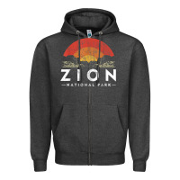 Charcoal Heather retro zion national park us vintage utah adventure hiking Zipper Hoodie - linhVisuals