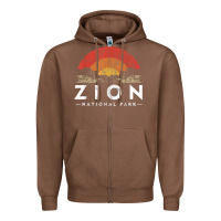 Chestnut retro zion national park us vintage utah adventure hiking Zipper Hoodie - linhVisuals
