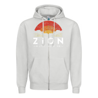 Dove Grey retro zion national park us vintage utah adventure hiking Zipper Hoodie - linhVisuals
