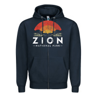 Navy retro zion national park us vintage utah adventure hiking Zipper Hoodie - linhVisuals