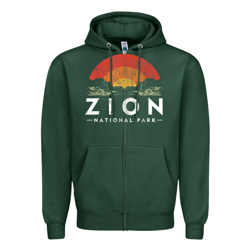 Retro Zion National Park Us Vintage Utah Adventure Hiking Zipper Hoodie by linhVisuals | Teevron