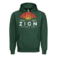 Sports Green retro zion national park us vintage utah adventure hiking Zipper Hoodie - linhVisuals