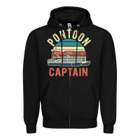 Black pontoon captain vintage boating party funny gift for pontooning lover Zipper Hoodie - linhVisuals