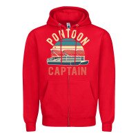 Red pontoon captain vintage boating party funny gift for pontooning lover Zipper Hoodie - linhVisuals