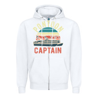 White pontoon captain vintage boating party funny gift for pontooning lover Zipper Hoodie - linhVisuals