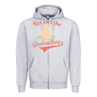 Heather Grey respect the groundhog happy groundhog day vintage Zipper Hoodie - linhVisuals