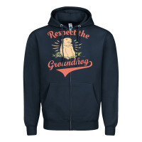 Navy respect the groundhog happy groundhog day vintage Zipper Hoodie - linhVisuals