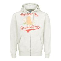 Oatmeal Heather respect the groundhog happy groundhog day vintage Zipper Hoodie - linhVisuals