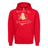 Red respect the groundhog happy groundhog day vintage Zipper Hoodie - linhVisuals