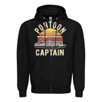 Black retro pontoon captain of the boat funny river cruising gift for pontoo Zipper Hoodie - linhVisuals