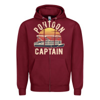 Burgundy retro pontoon captain of the boat funny river cruising gift for pontoo Zipper Hoodie - linhVisuals