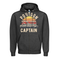 Charcoal Heather retro pontoon captain of the boat funny river cruising gift for pontoo Zipper Hoodie - linhVisuals