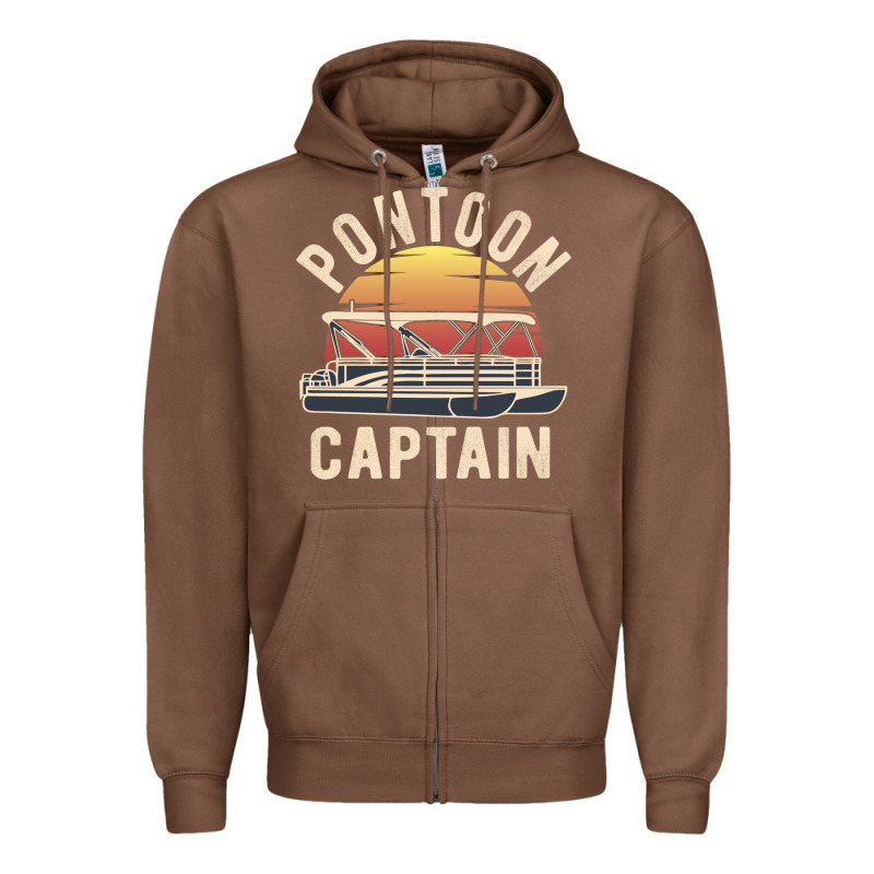 Retro Pontoon Captain Of The Boat Funny River Cruising Gift For Pontoo Zipper Hoodie by linhVisuals | Teevron
