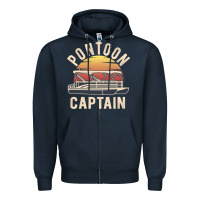 Navy retro pontoon captain of the boat funny river cruising gift for pontoo Zipper Hoodie - linhVisuals
