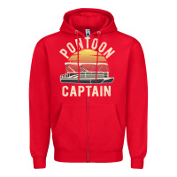 Red retro pontoon captain of the boat funny river cruising gift for pontoo Zipper Hoodie - linhVisuals