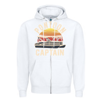White retro pontoon captain of the boat funny river cruising gift for pontoo Zipper Hoodie - linhVisuals