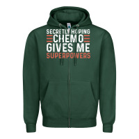 Sports Green secretly hoping chemo gives me superpowers cancer awareness gifts Zipper Hoodie - linhVisuals