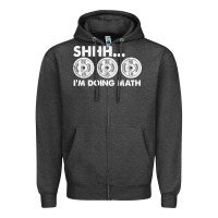 Charcoal Heather shhh i'm doing math gym funny bodybuilding weightlifting humor quote Zipper Hoodie - linhVisuals