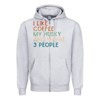 Heather Grey siberian husky dog i like coffee my husky and maybe 3 people vintage d Zipper Hoodie - linhVisuals